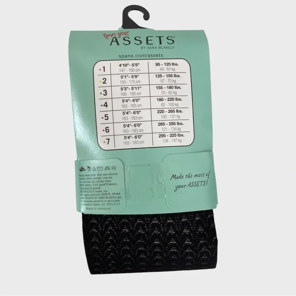 Spanx Assets NWT Black Wish Bone Textured Shaping Tights  Size 3